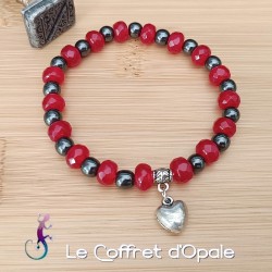 Bracelet cœur en jade rouge...