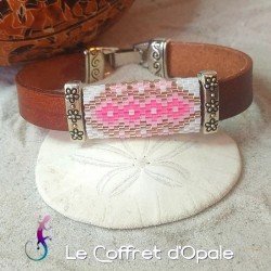 Bracelet en cuir marron et...