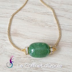 Bracelet en agate verte...